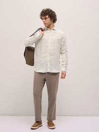 THE BEAR HOUSE Men Spread Collar Horizontal Striped Slim Fit Casual Shirt