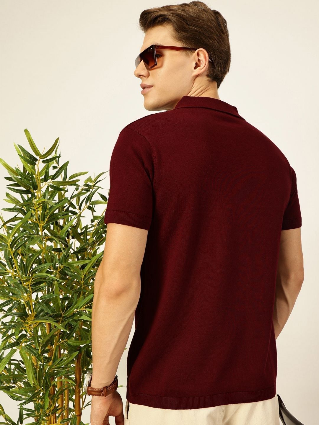 Thomas Scott Polo Collar Self Design Textured Pure Cotton T-Shirt