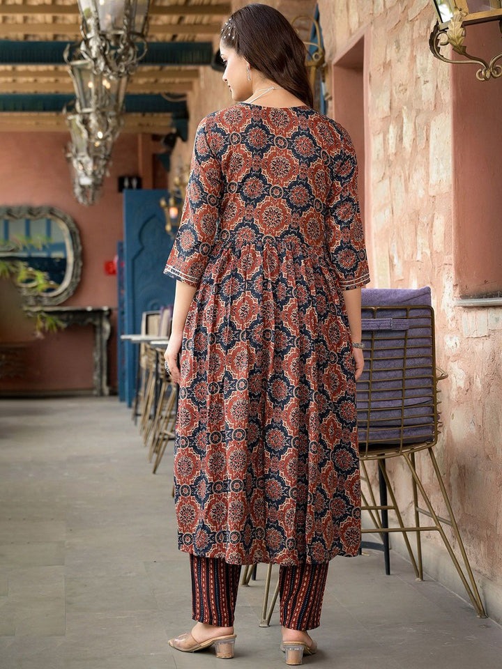 KALINI Ethnic Motifs Printed A-Line Kurta with Trousers & Dupatta