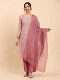 Mamicha Women Mauve Elegance Unstitched Classic Kurta Set with Dupatta