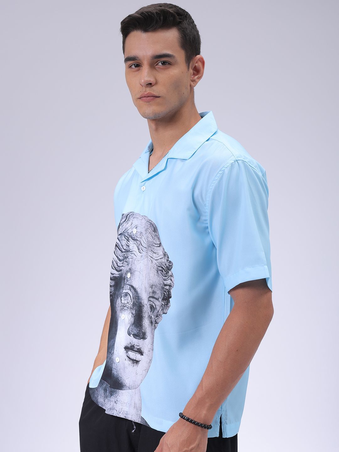 The Indian Garage Co Men Cuban Collar Graphic Printed Oversized Resortwear Shirt