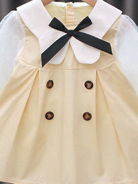 YK Girls Cotton Applique Peter Pan Collar Bell Sleeves A-Line Dress