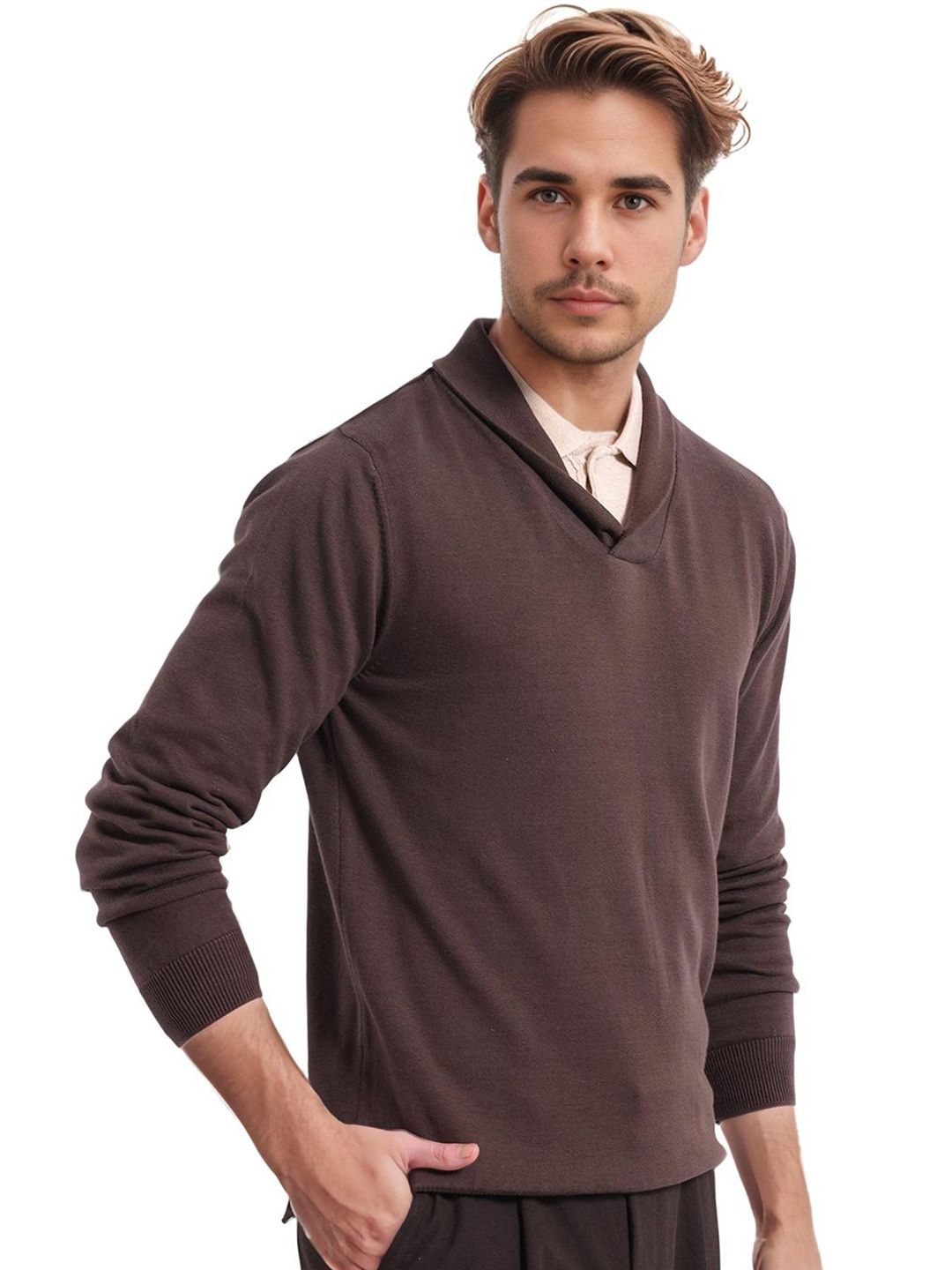 RARE RABBIT Men Solid Pullover Cotton Sweater