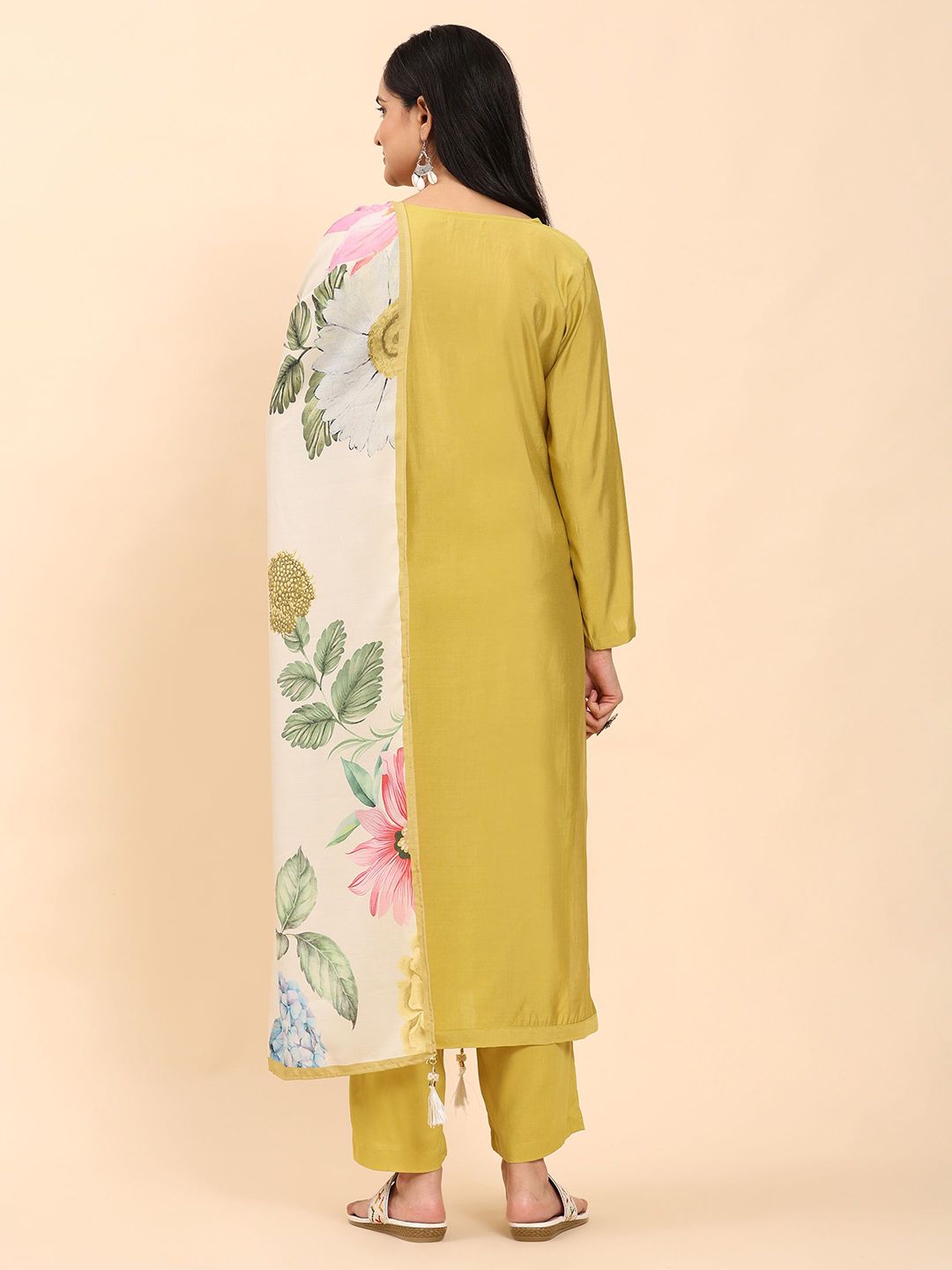 Mamicha Women Embroidered Regular Pure Cotton Kurta with Palazzos & With Dupatta