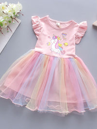 YK Flutter Sleeve Fit & Flare Dress