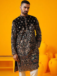 SOJANYA LUXE Kolar Mandarin Sulam Bunga Georgette Kurta Lurus Dengan Seluar