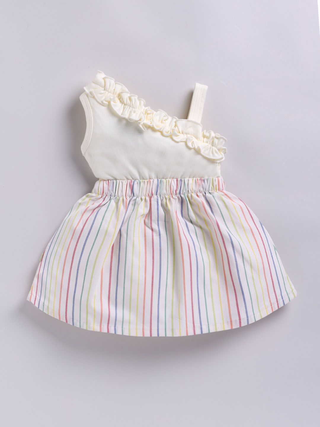 Moms Love Infant Girls Striped Pure Cotton Dress with Bow Detail