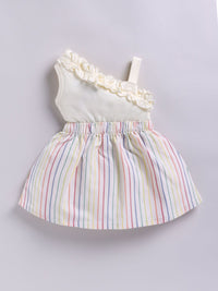 Moms Love Infant Girls Striped Pure Cotton Dress with Bow Detail
