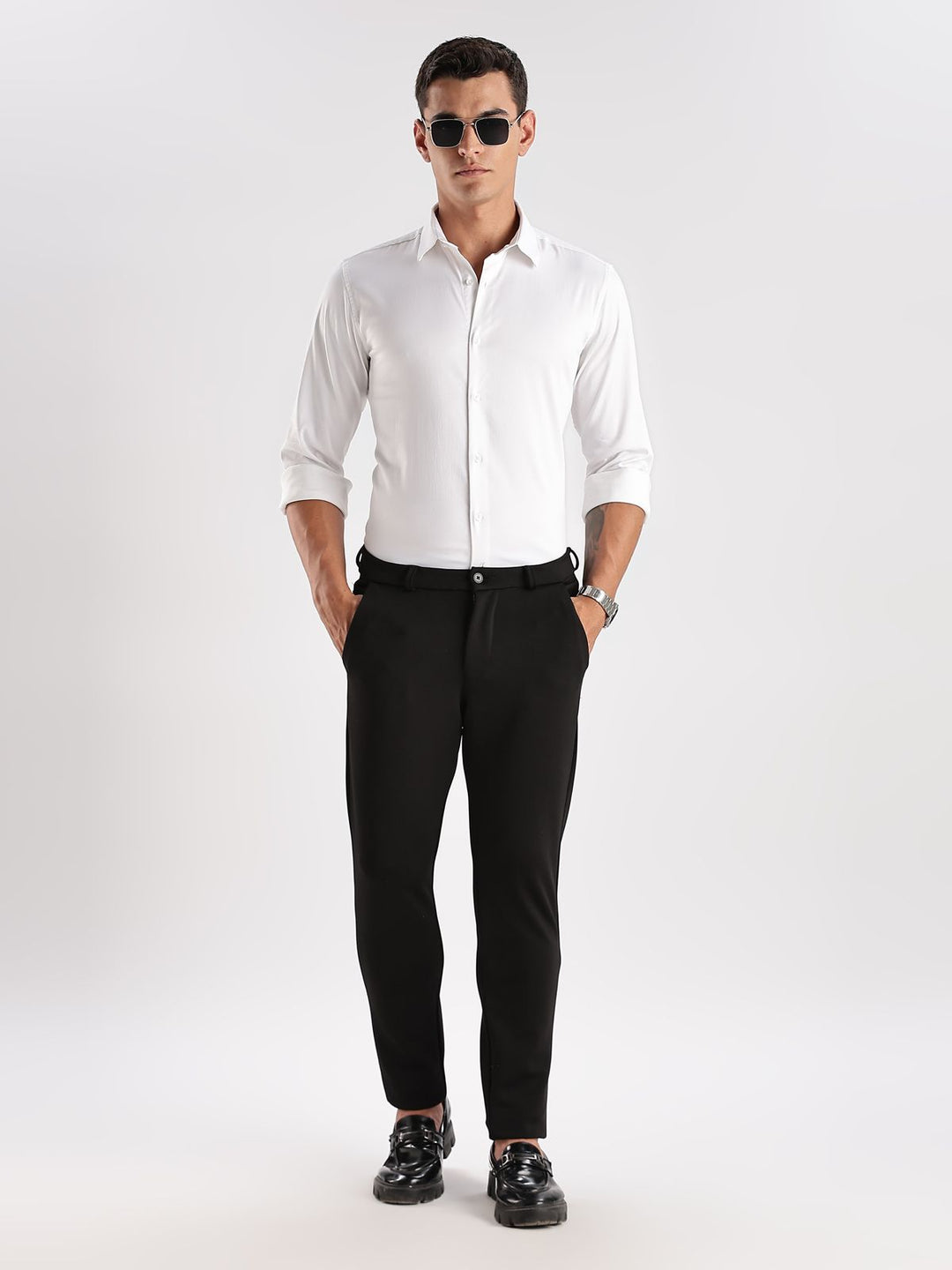 ADRO Men Slim Fit Solid Satin Casual Shirt