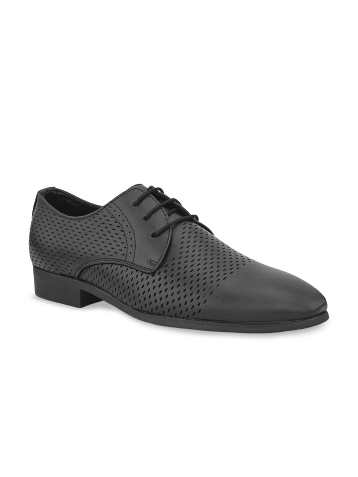 House of Pataudi Men Textured Lace-Ups Formal Derbys