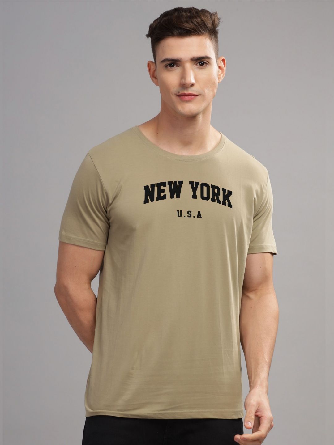 ADRO Men Typography Printed Applique T-shirt