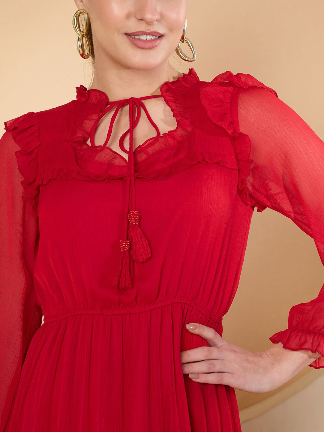 Antheaa Chiffon A-Line Maxi Dress