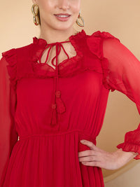 Antheaa Chiffon A-Line Maxi Dress