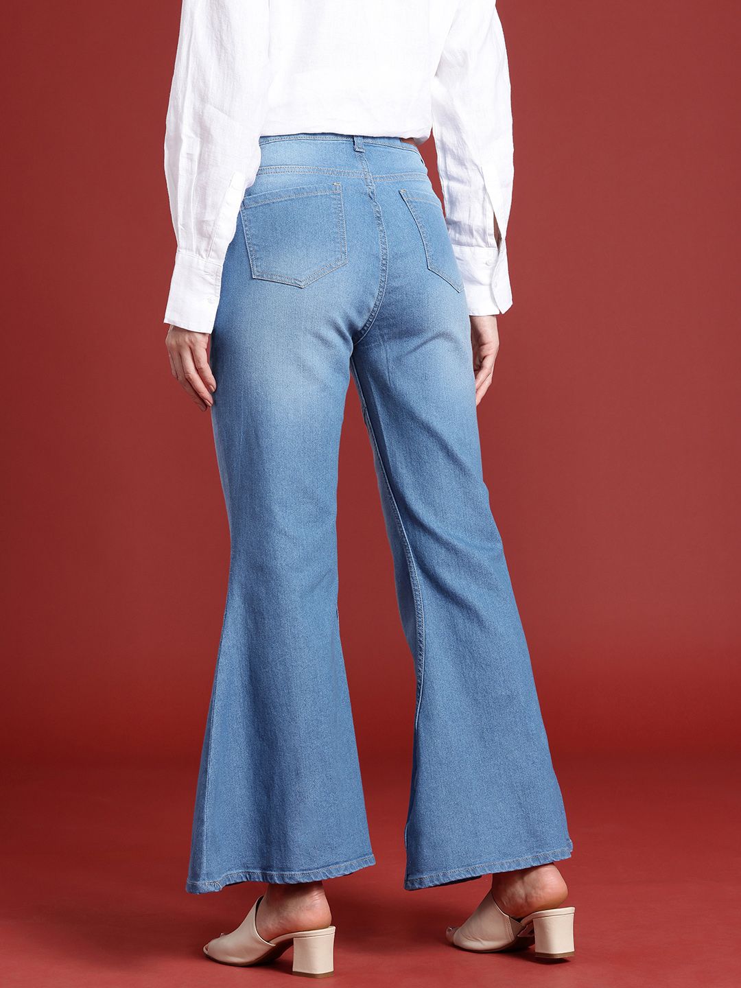 all about you Women Slim Flared Bootcut High-Rise Light Fade Stretchable Jeans