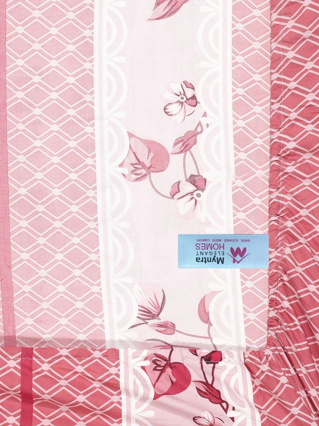 Myntra Elegant Homes Merah & Putih Bunga 300 TC Cadar Tempat Tidur Single dengan 1 Sarung Bantal