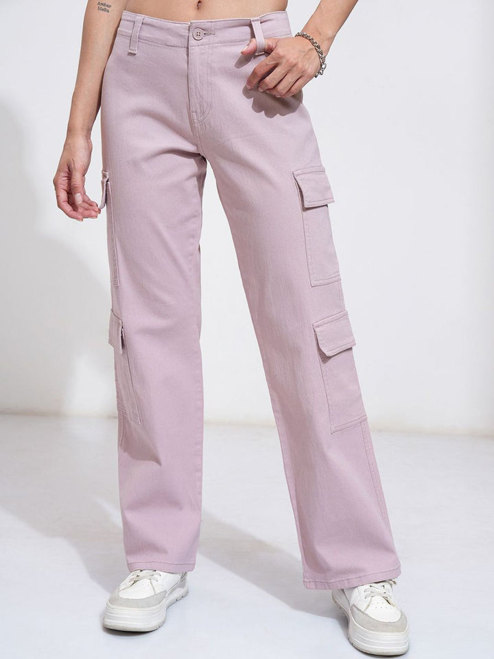 Tokyo Talkies Women Wide Leg Twill Cargo Trousers