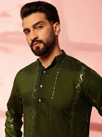Anouk Men Embroidered Regular Mirror Work Pure Cotton Kurta with Pyjamas