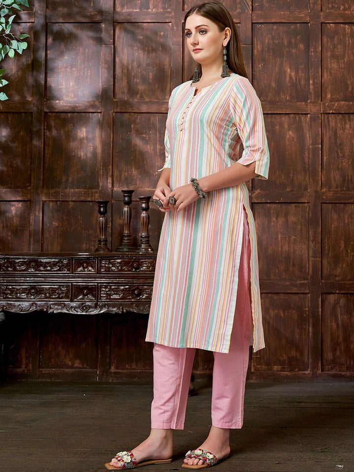 KALINI Striped Straight Kurta With Trouser