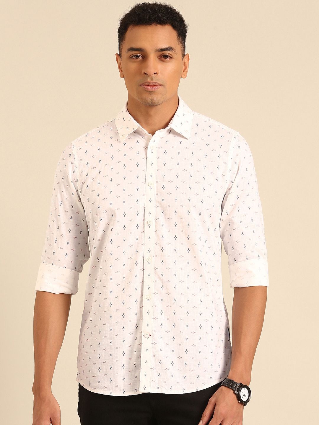 Being Human Slim Fit Opaque Printed Pure Cotton Casual Shirt