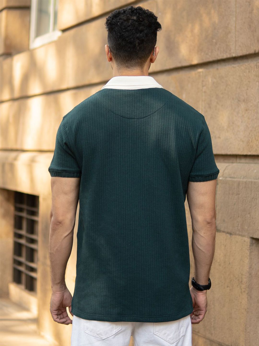 Powerlook Typography Embroidered Polo Collar Cotton T-shirt