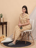 Sweet Dreams Women Printed Short Sleeves Maxi Nightdress