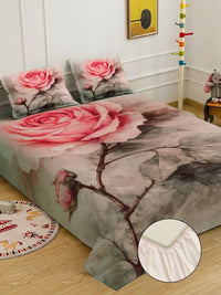Myntra Elegant Homes Multicoloured Floral 300 TC King Bedsheet with 2 Pillow Covers