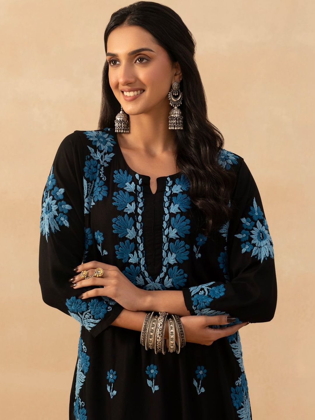 Rumah Wanita Chikankari Sulam Kurta Chikankari