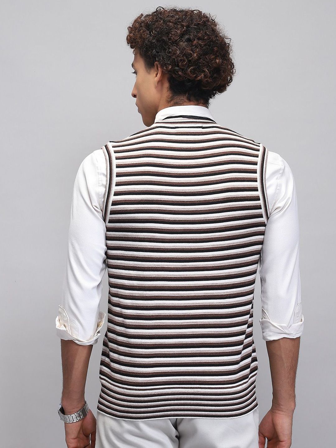 Monte Carlo Men Striped Woollen Sweater Vest