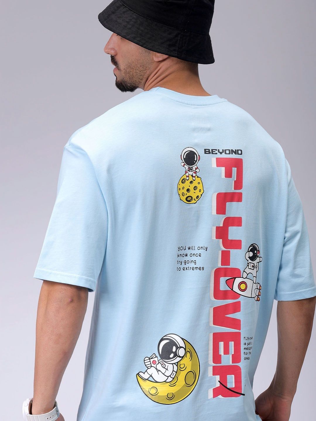 The Indian Garage Co Men Typography Printed Round Neck Pure Cotton Oversized T-shirt