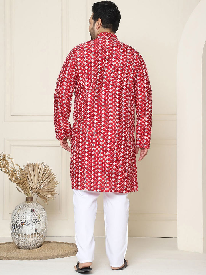 SOJANYA PLUS Motif Etnik Bersulam Kolar Jalur Kurta Lurus Dengan Piyama