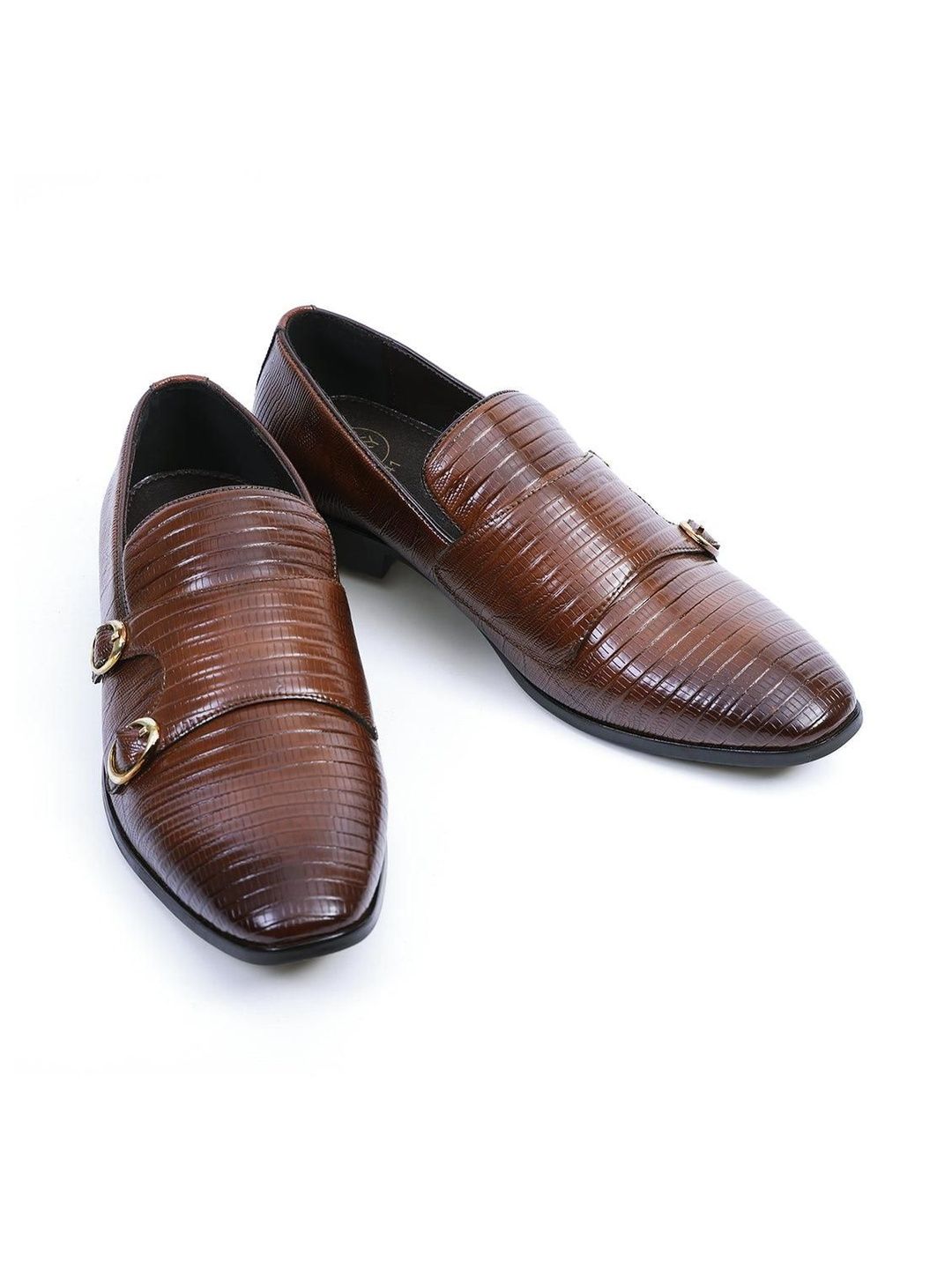MONKSTORY Men Atelier 1970 Textured Double Formal Monk Shoes