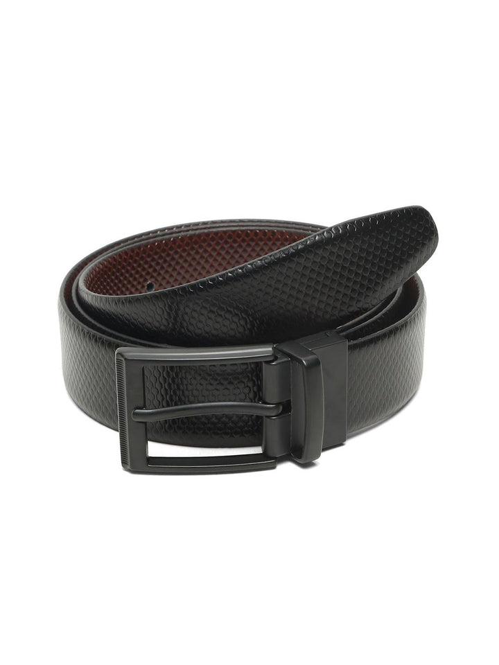 Teakwood Leathers Men Textured Leather Reversible Formal Belt