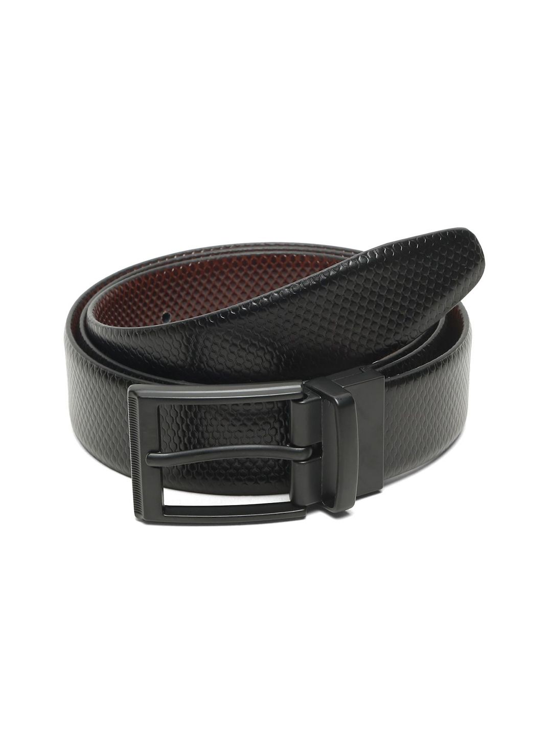 Teakwood Leathers Men Textured Leather Reversible Formal Belt