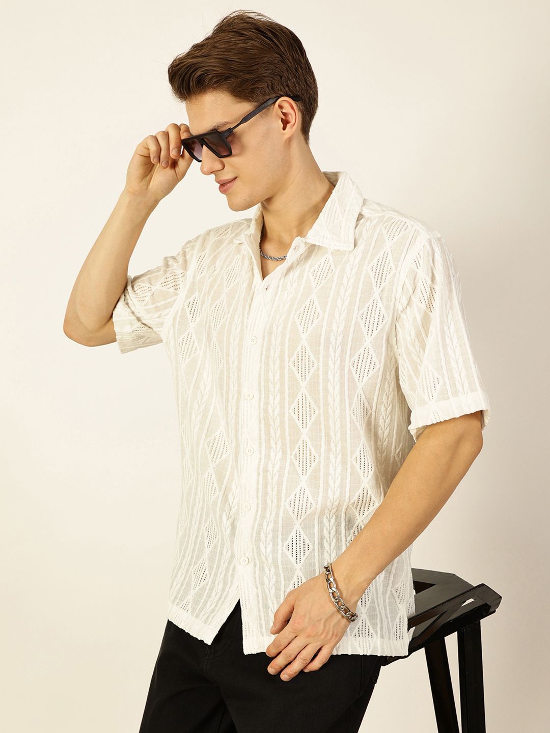 Thomas Scott Men Premium Semi Sheer Casual Shirt