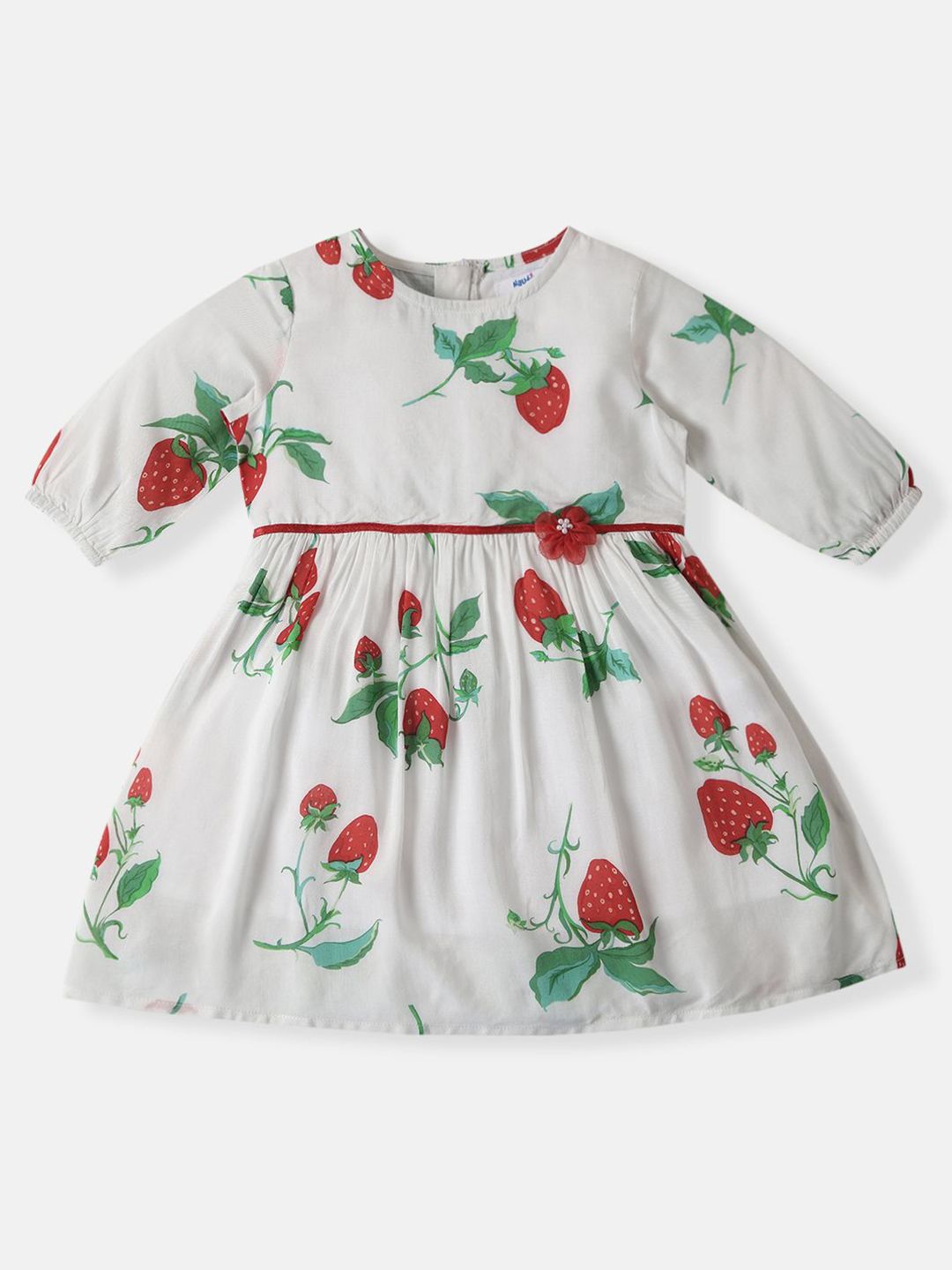 Nauti Nati Girls Soft Rayon Cotton Strawberry Print Frock