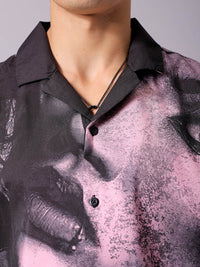 The Indian Garage Co Men Cuban Collar Graphic Printed Oversized Casual Shirt