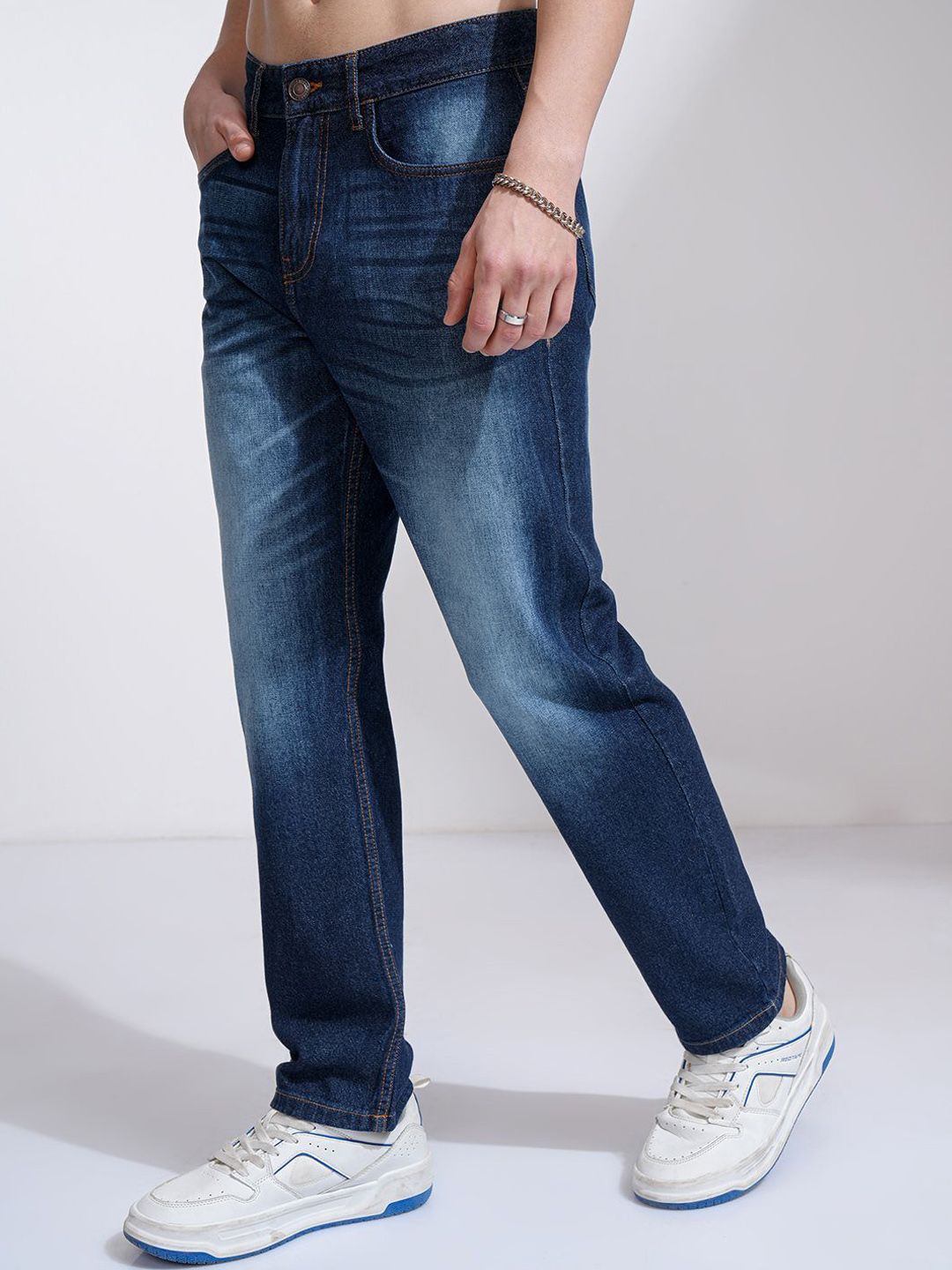HIGHLANDER Men Cotton Relaxed Fit Light Fade Jeans
