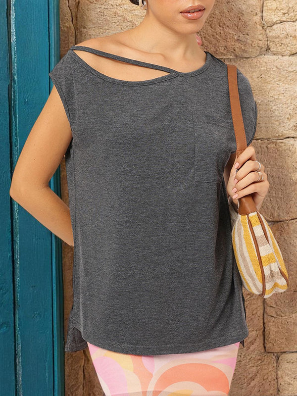 DressBerry Subdued Rock Cut-Out Detail T-shirt