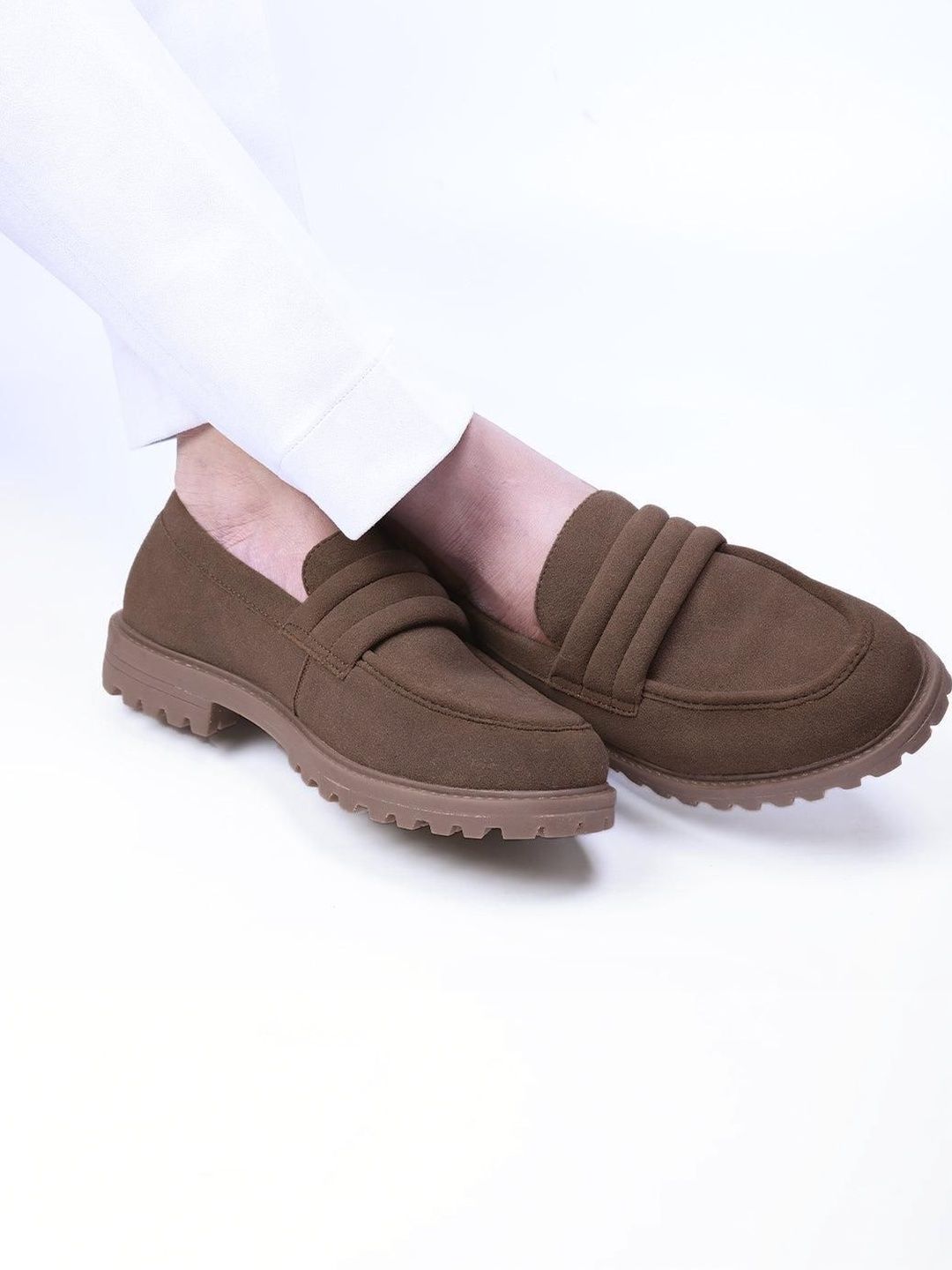 MONKSTORY Men Brown PU Strap Loafers