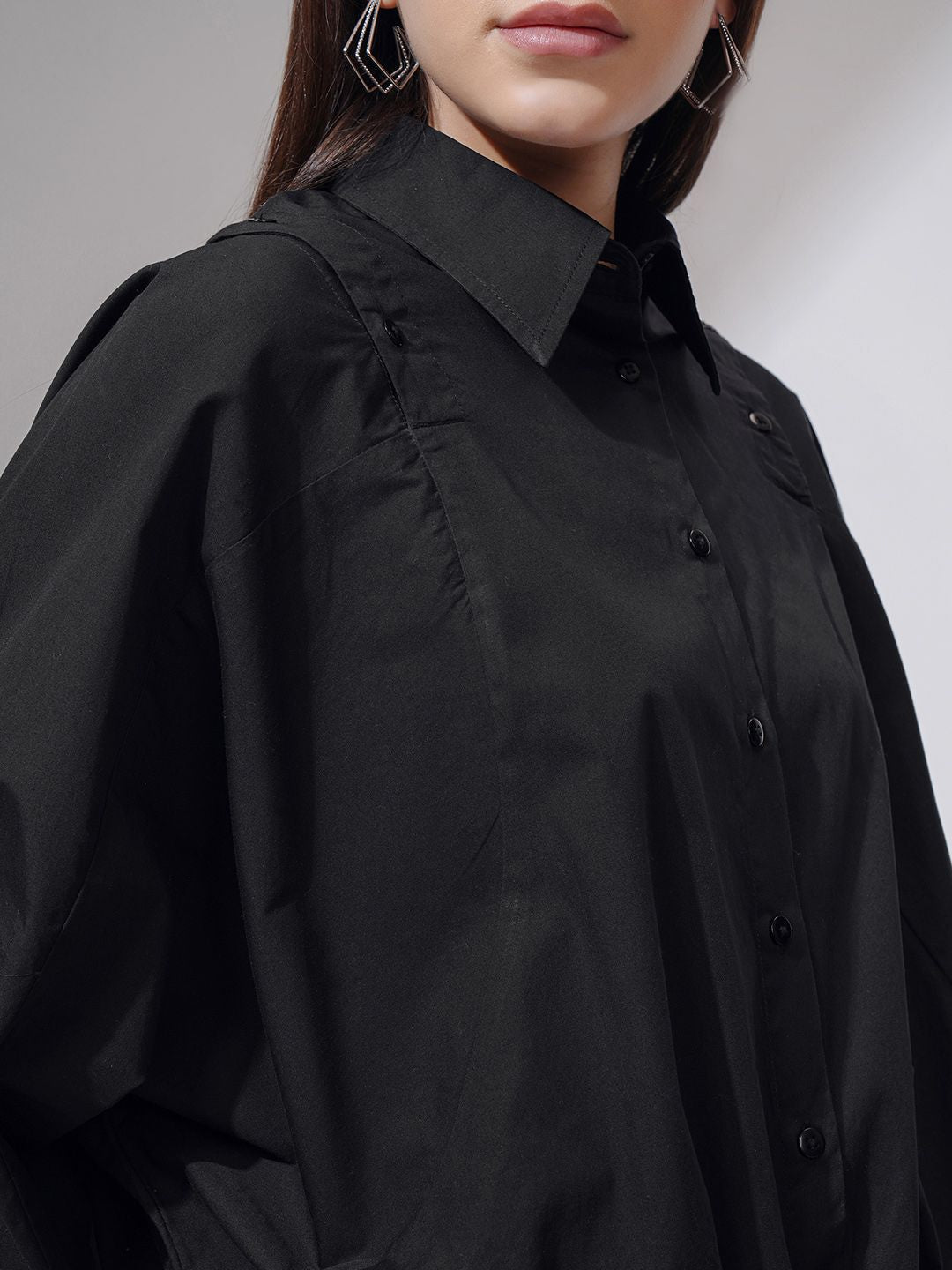 Tokyo Talkies Women Solid Dropshoulder Oversized Fit Shirt
