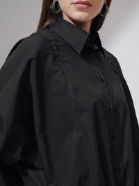 Tokyo Talkies Women Solid Dropshoulder Oversized Fit Shirt