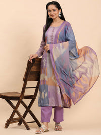 Mamicha Wanita Bercetak Kurta Kapas Tulen Biasa dengan Palazzos & Dengan Dupatta