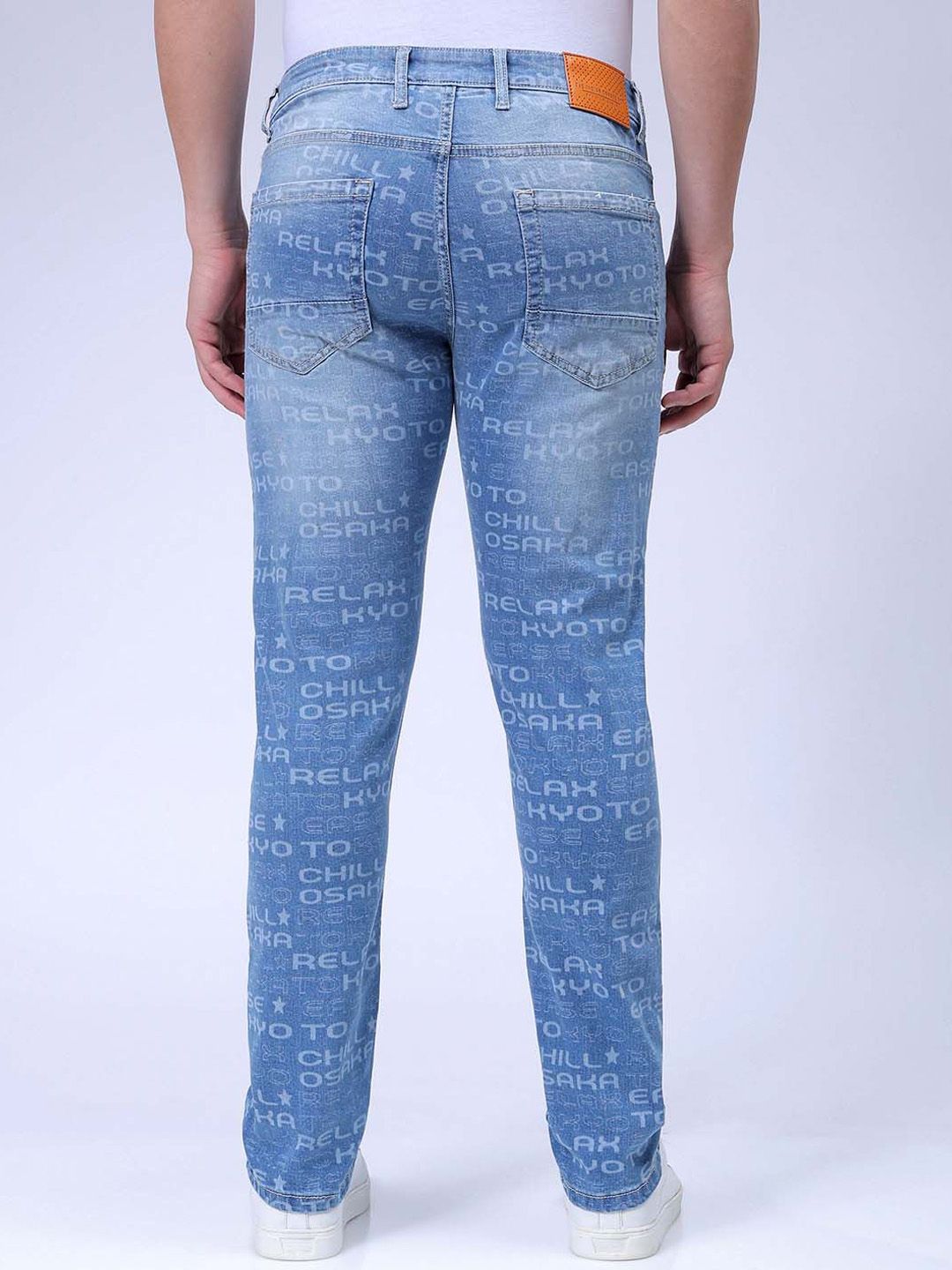 The Indian Garage Co Men Printed Slim Straight Fit Stretchable Jeans