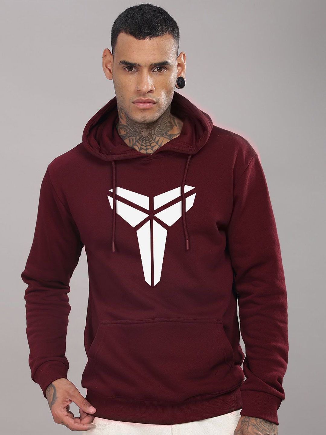 ADRO Men Graphic Printed Hood Cotton Pullover Sweatshirt