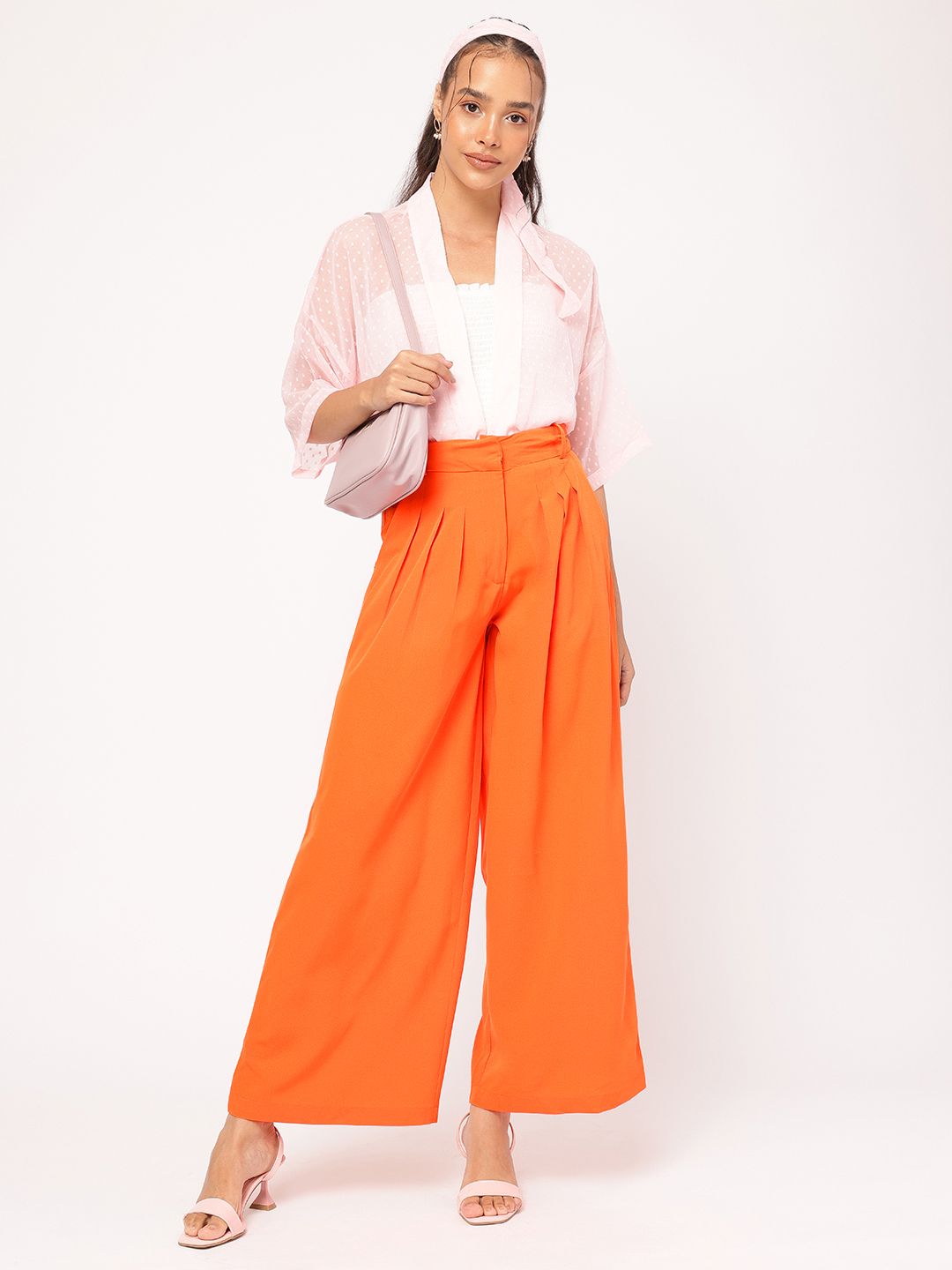 DressBerry Tangerine Drapes High-Rise Pleated Trousers