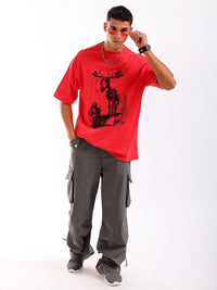 The Indian Garage Co Men Graphic Printed Oversized Round Neck T-shirt