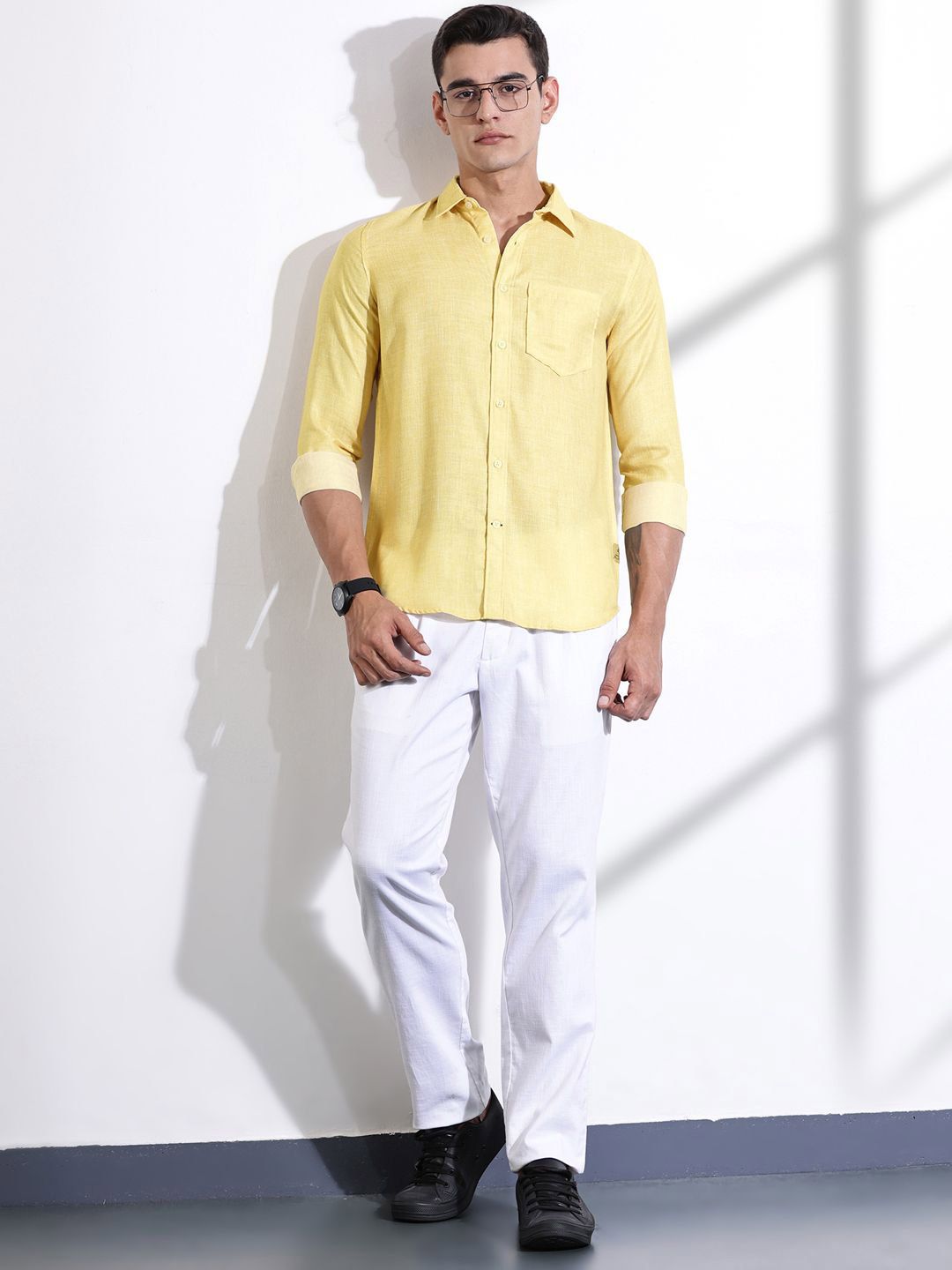 Thomas Scott Men Classic Slim Fit Opaque Casual Shirt