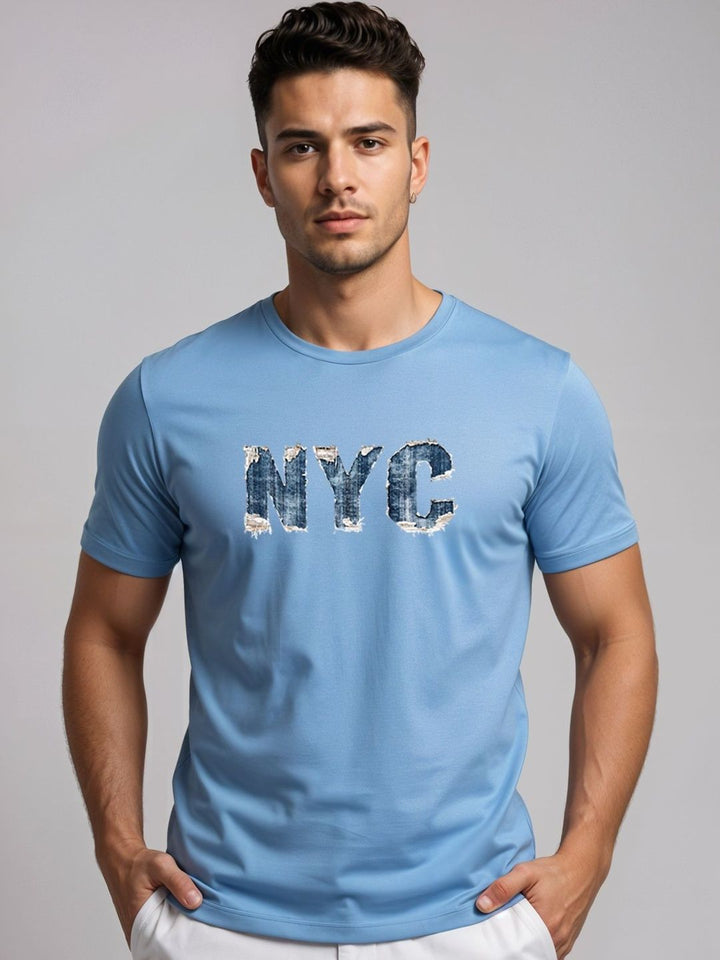 ADRO Typography Printed Short Sleeves Cotton Regular Fit T-shirt