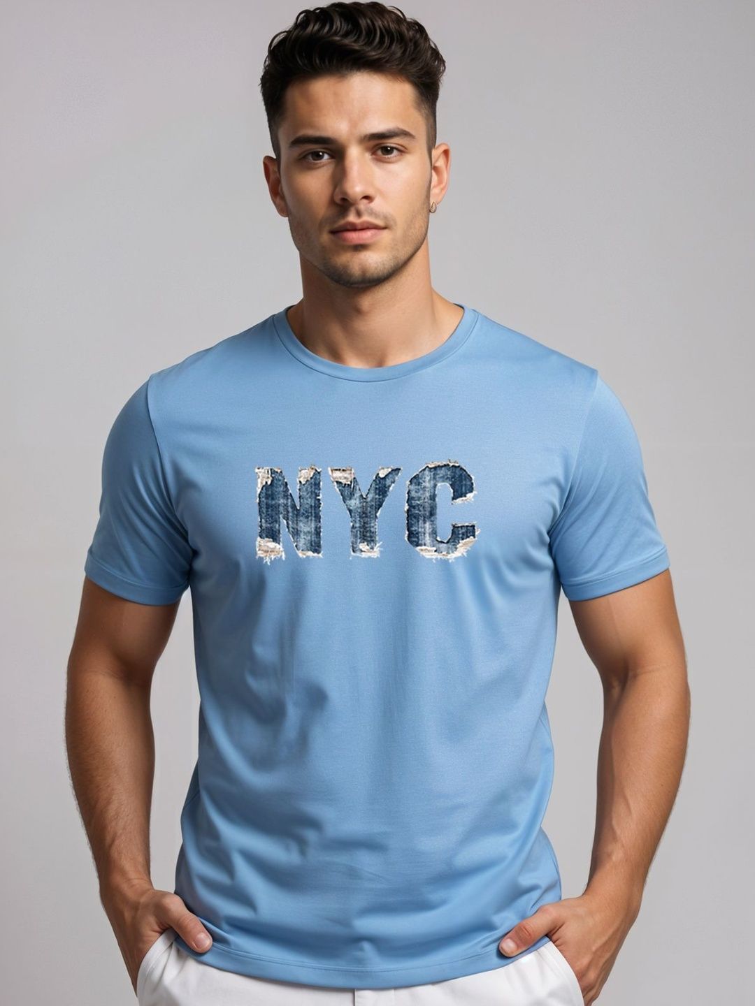 ADRO Typography Printed Short Sleeves Cotton Regular Fit T-shirt