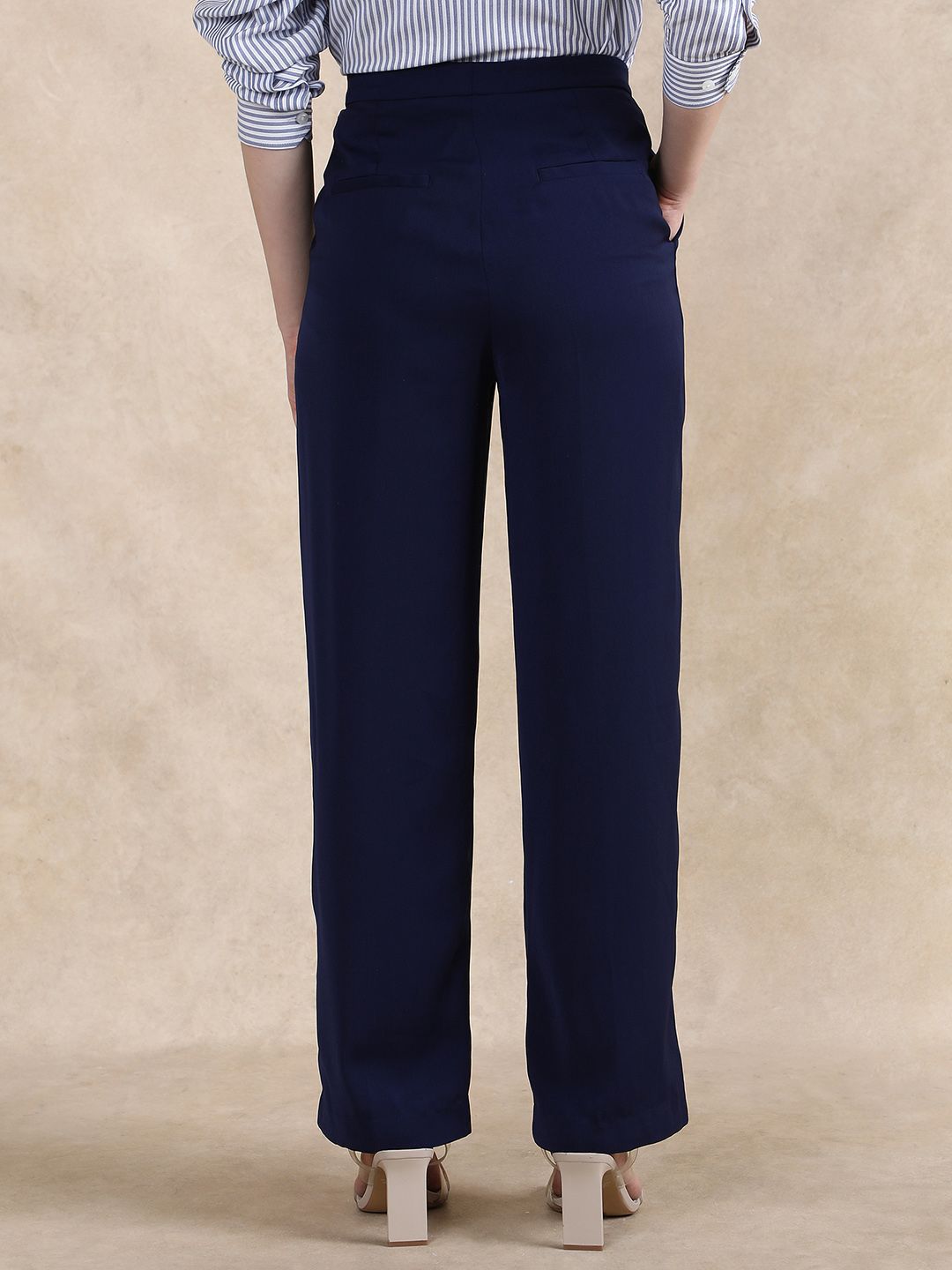 RAREISM Women Tailored Straight Fit High-Rise Solid Trousers